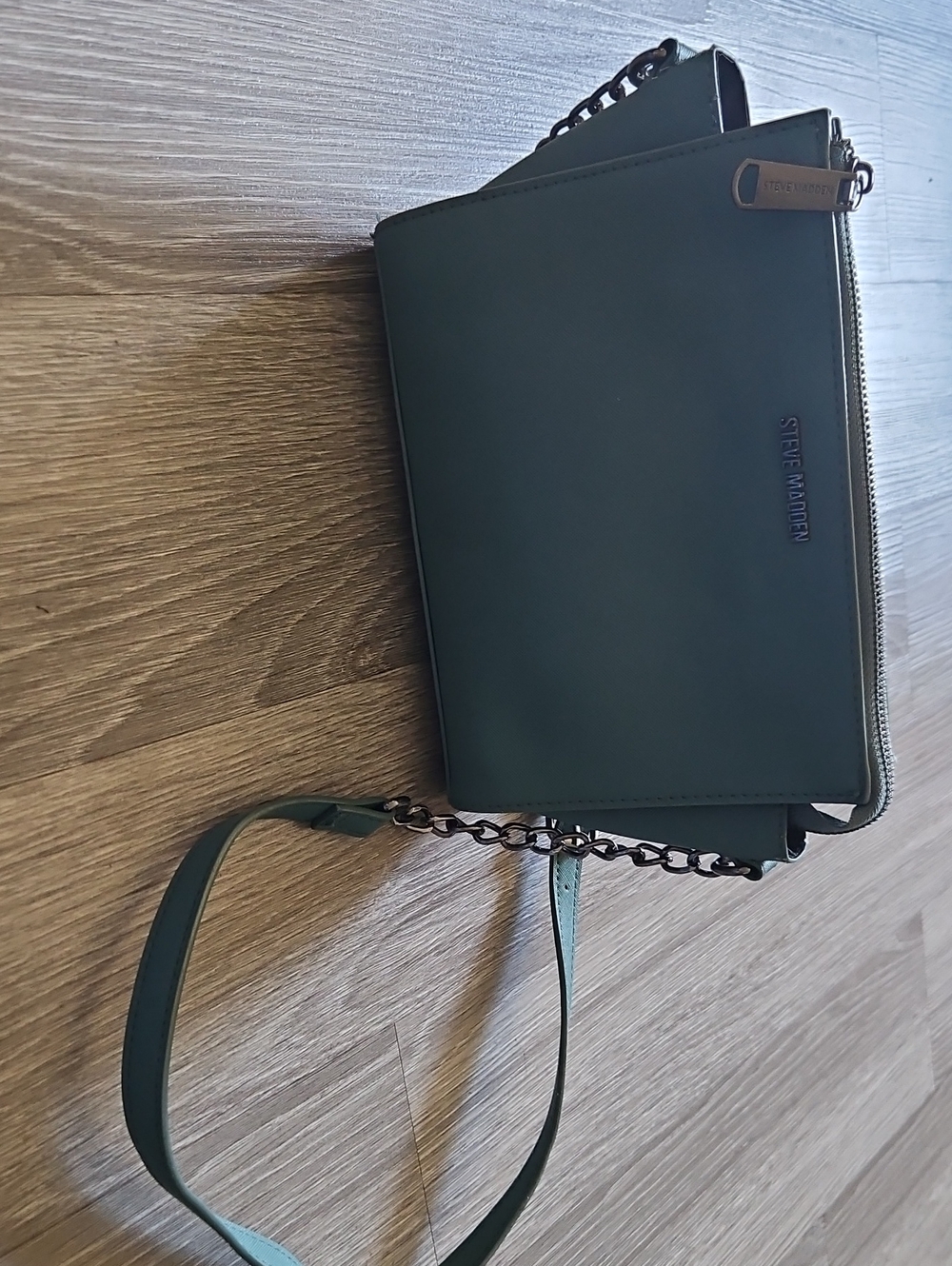 Steve Madden Teal Green Chain-Strap Crossbody